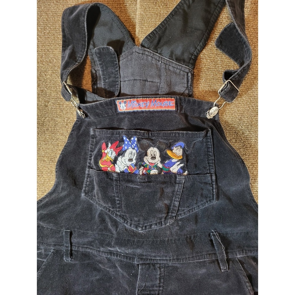Vintage Mickey Unlimited Size Large Black Velvet Overalls Read Flaw - Picture 2 of 7